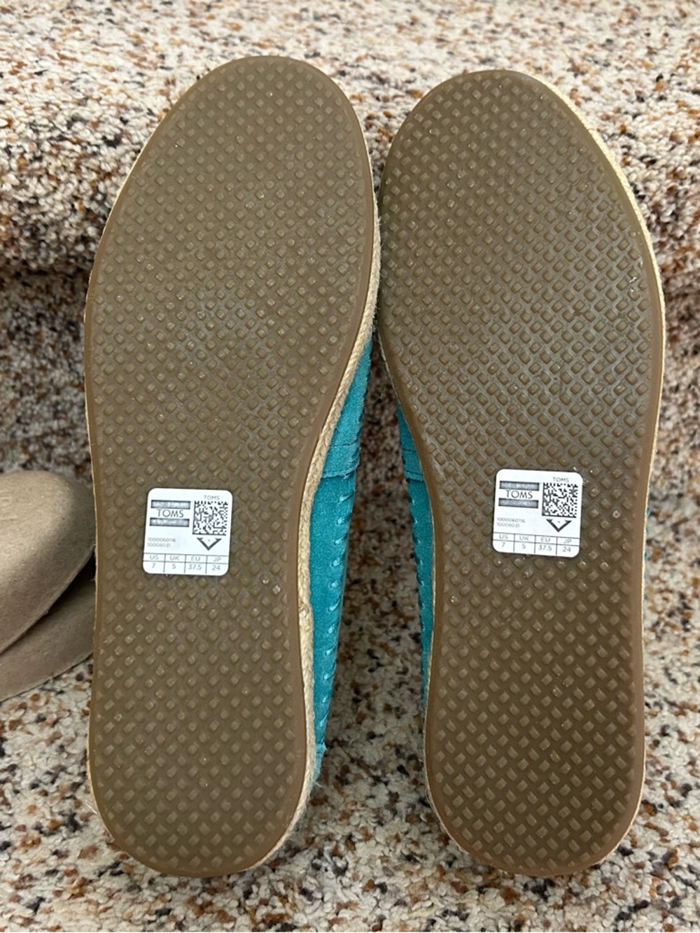 TOMS Turquoise Suede Espadrille Slip-On Flats - Picture 7 of 12